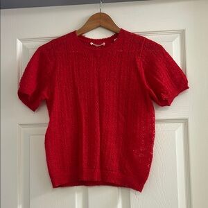 Doen Red Lace Knit Blouse
